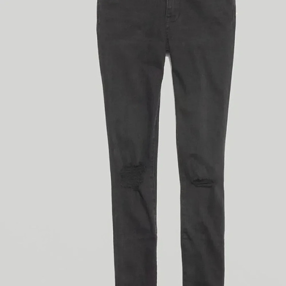 Madewell Jeans Mid Rise Skinny Denim Ripped Distressed Jean 9" Black Sea Size 26 - Picture 4 of 14